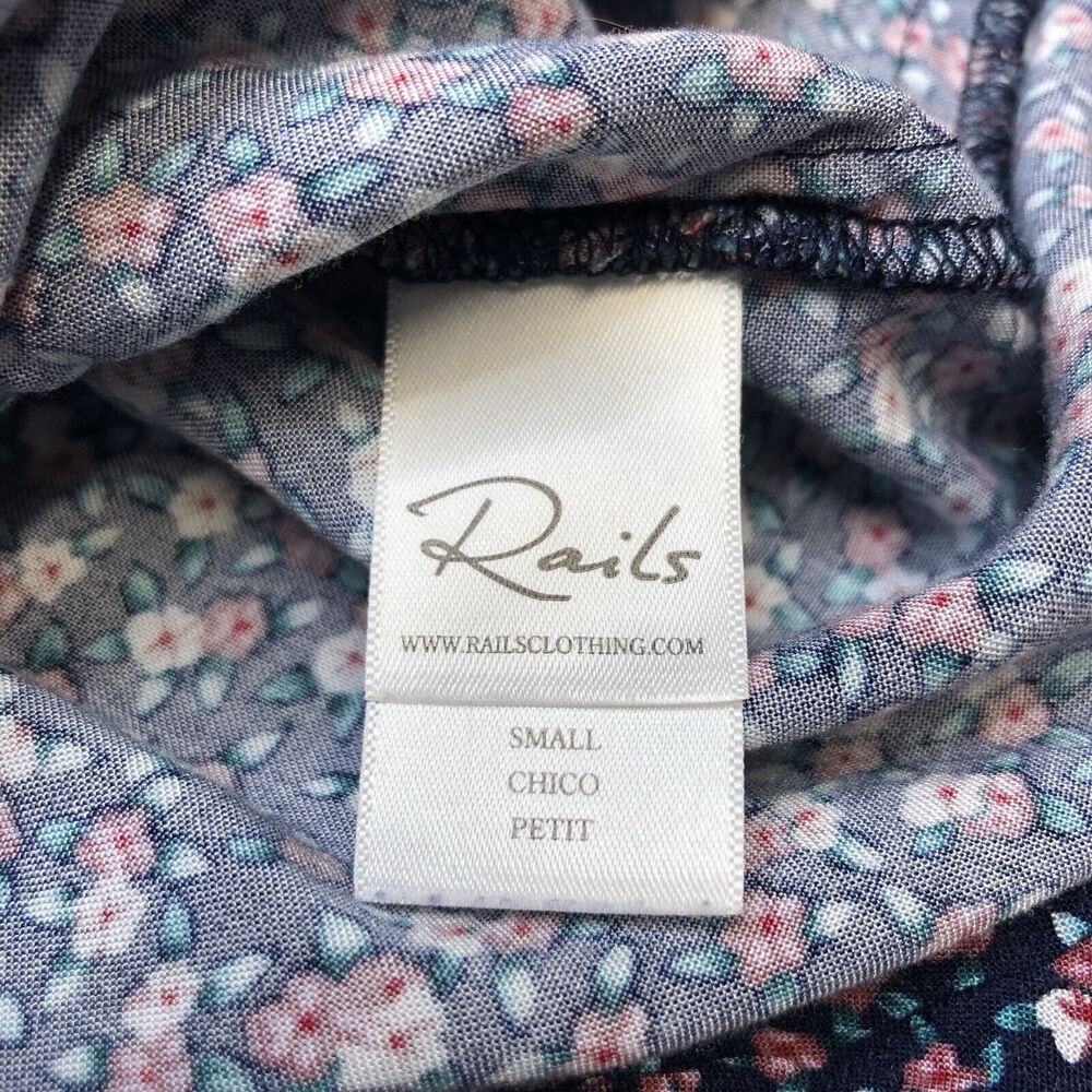 RAILS Tie Front Romper Floral Minka Wildflower Relaxed Blue Short Sleeves Small - Picture 2 of 8